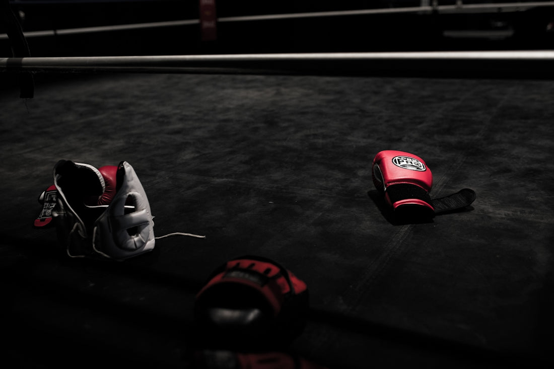 pair of red boxing gloves