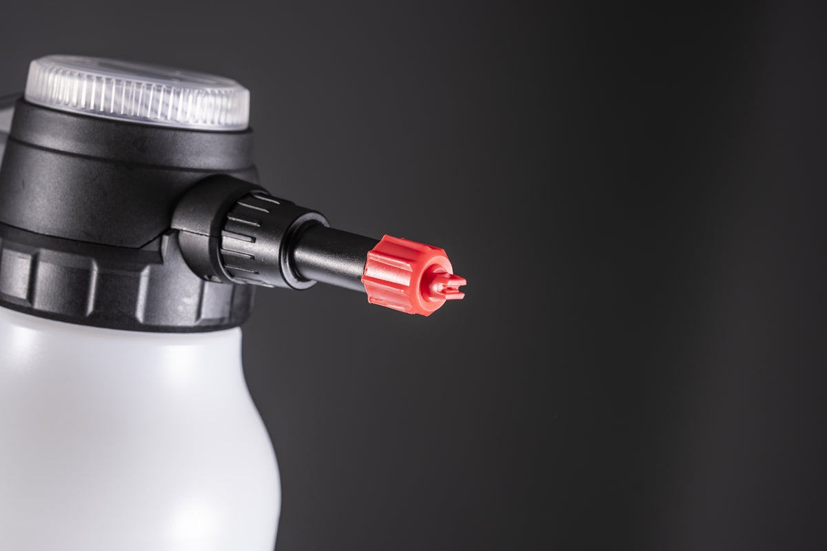 A close-up shot of a spray bottle.
