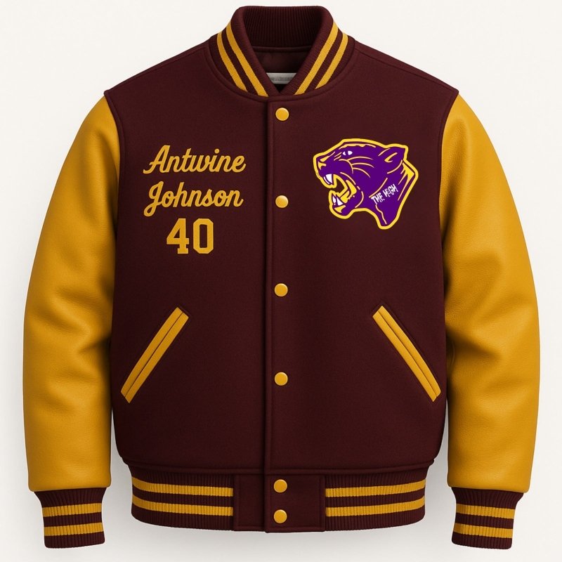 Maroon & Gold High School Football Custom Varsity Jacket - MNEX PRO FIGHTING LIMITED