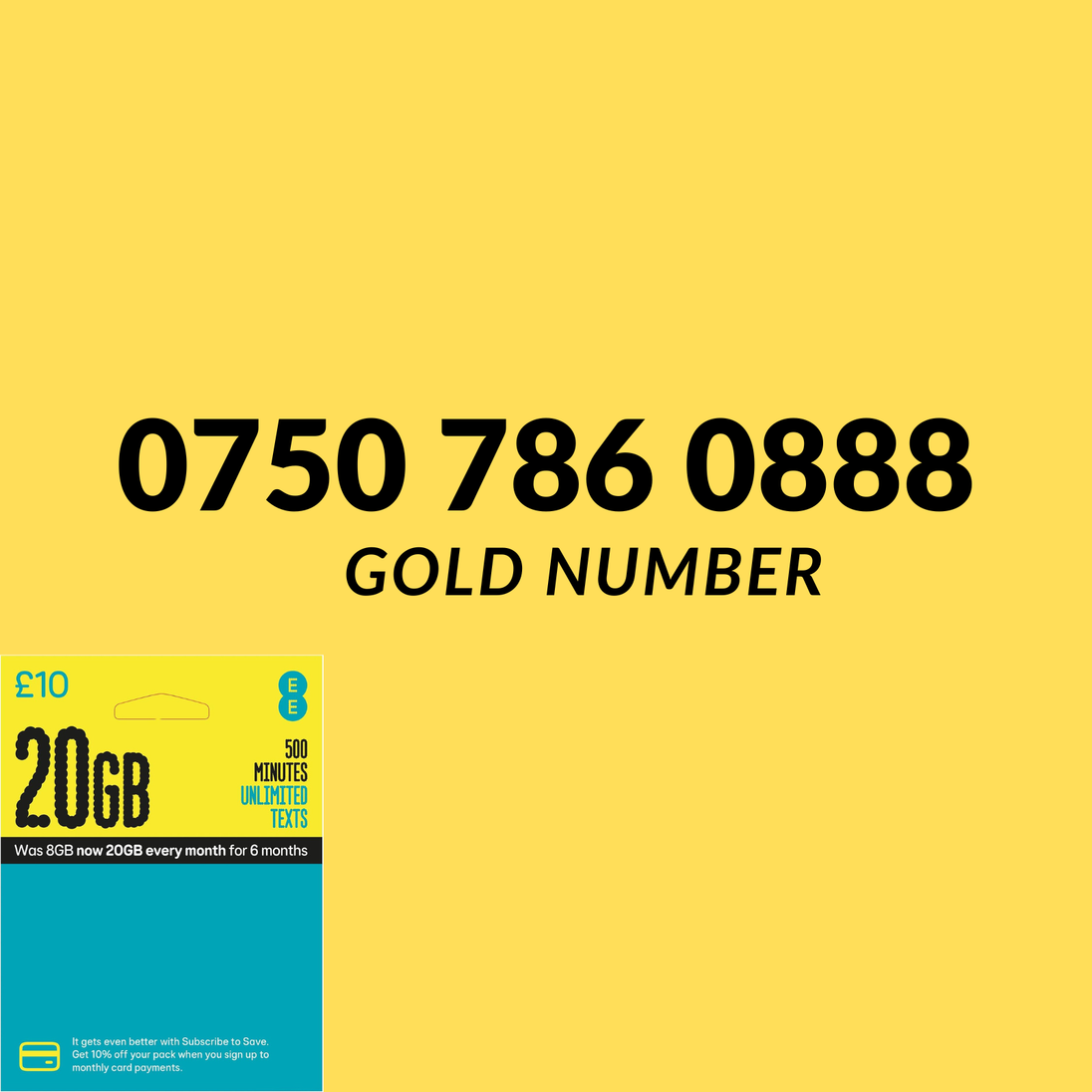 EE Gold SIM Card 0750 786 0888