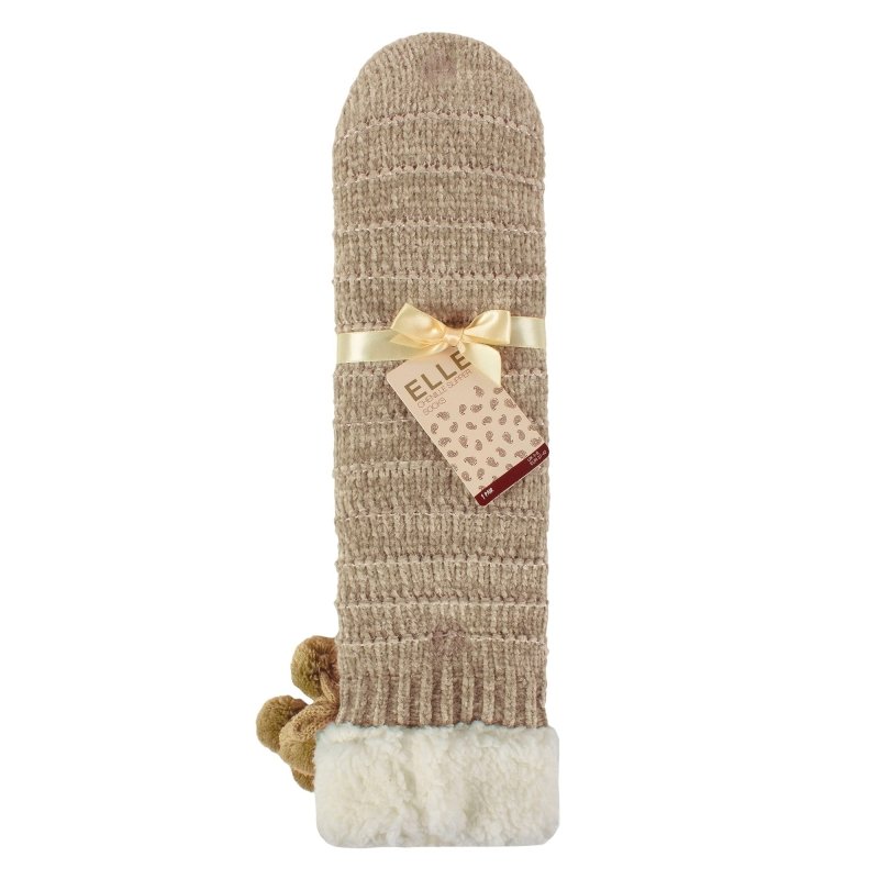 1 Pair Elle Ladies Chenille Slipper Socks with Moccasin Sole - Soft Cosy Comfort - MNEX PRO FIGHTING LIMITED