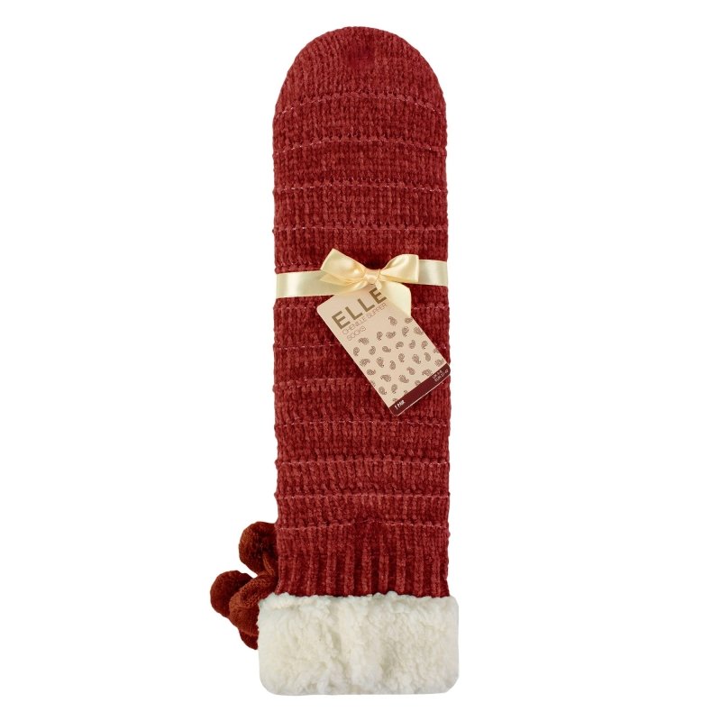 1 Pair Elle Ladies Chenille Slipper Socks with Moccasin Sole - Soft Cosy Comfort - MNEX PRO FIGHTING LIMITED