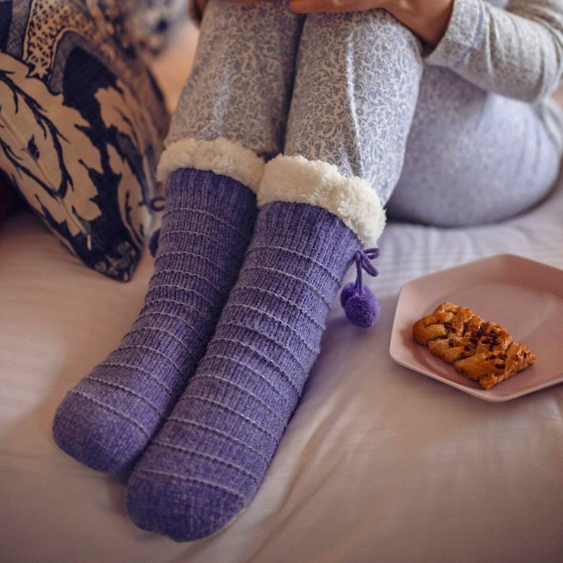 1 Pair Elle Ladies Chenille Slipper Socks with Moccasin Sole - Soft Cosy Comfort - MNEX PRO FIGHTING LIMITED