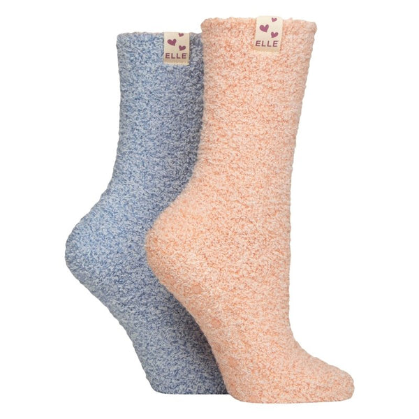 2 Pack Ladies Two Tone Cosy Bed and Home Socks - Warm Soft Relaxing Comfort - MNEX PRO FIGHTING LIMITED