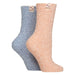 2 Pack Ladies Two Tone Cosy Bed and Home Socks - Warm Soft Relaxing Comfort - MNEX PRO FIGHTING LIMITED