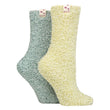 2 Pack Ladies Two Tone Cosy Bed and Home Socks - Warm Soft Relaxing Comfort - MNEX PRO FIGHTING LIMITED