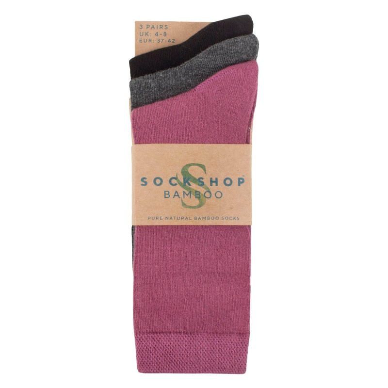 3 Pack Ladies Plain Bamboo Socks - Soft Breathable Everyday Comfort Socks - MNEX PRO FIGHTING LIMITED