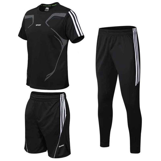 Men's 3-Piece Sports Set – T-Shirt, Shorts & Jogger Pants