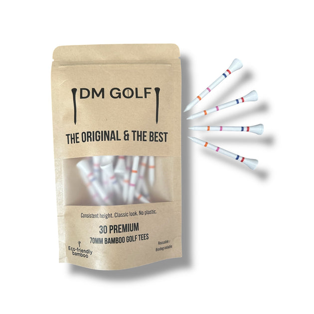The Link Not A Castle Tee - Premium 70mm Bamboo Golf Tee With Orange, Pink, Blue & Red Castle Height Indicators - 30 Pack - MNEX PRO FIGHTING LIMITED