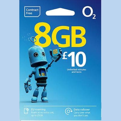 O2 Pay As You Go Sim Card 10£ top-up zero balance.