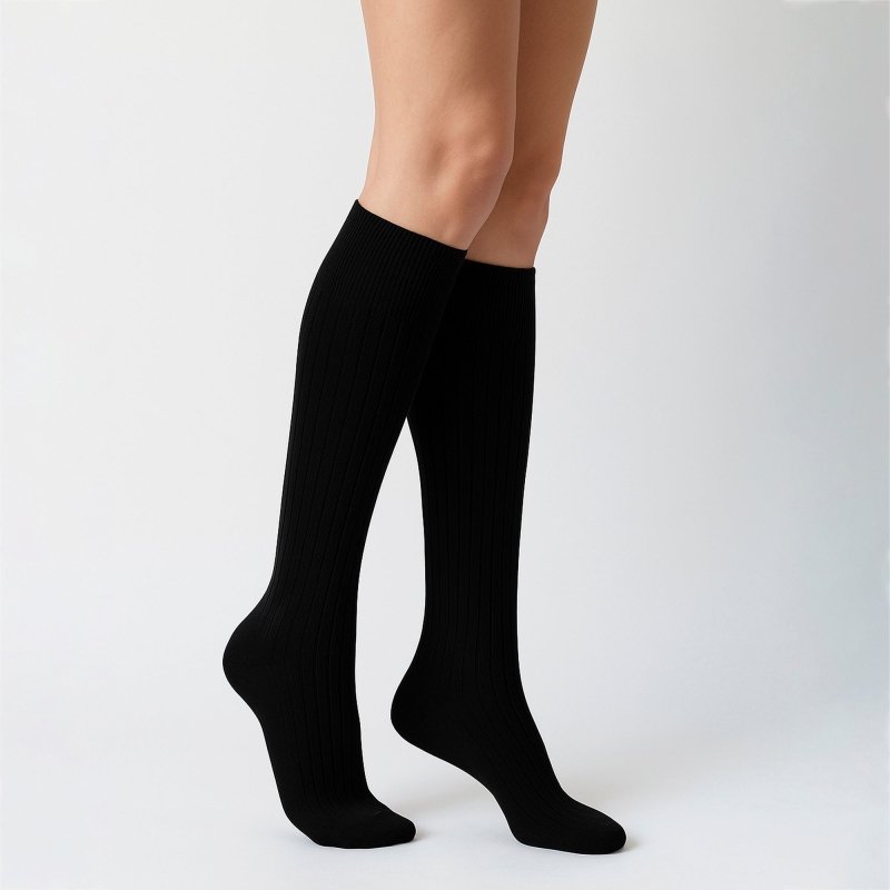 6 Pairs Ladies 100% Cotton Knee High Socks | Long Ribbed Non Elastic Top Socks - MNEX PRO FIGHTING LIMITED