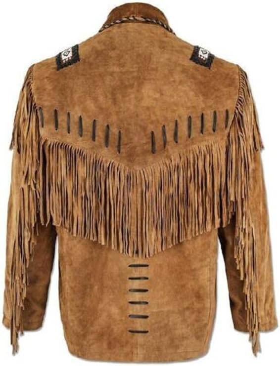 100% Real Suede Western Style Leather Jacket for Sale Native American Coat Fringe - MNEX PRO FIGHTING LIMITED