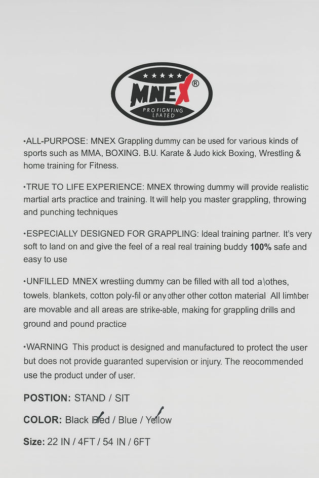 MNEX Pro Fighting Wrestling Dummy Grappling Dummies - 1.5 m / 152 cm 1.8 m / 183 cm Jujitsu BJJ Dummy MMA Dummies Judo Karate Fighting Dummy Un-Filled - Black 183 cm (Blue, 1.5 m / 152.4 cm) - MNEX PRO FIGHTING LIMITED