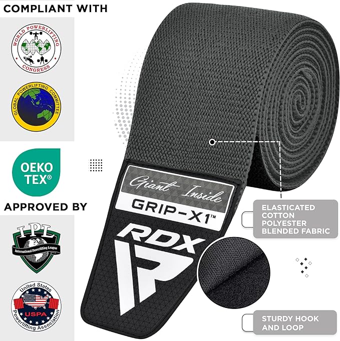 RDX K1 Elasticated Knee Compression Bandage Wraps#color_grey