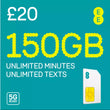 EE SIM Card 150GB £20 Pay As You Go 5G Ready – front packaging