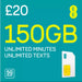 EE SIM Card 150GB £20 Pay As You Go 5G Ready – front packaging