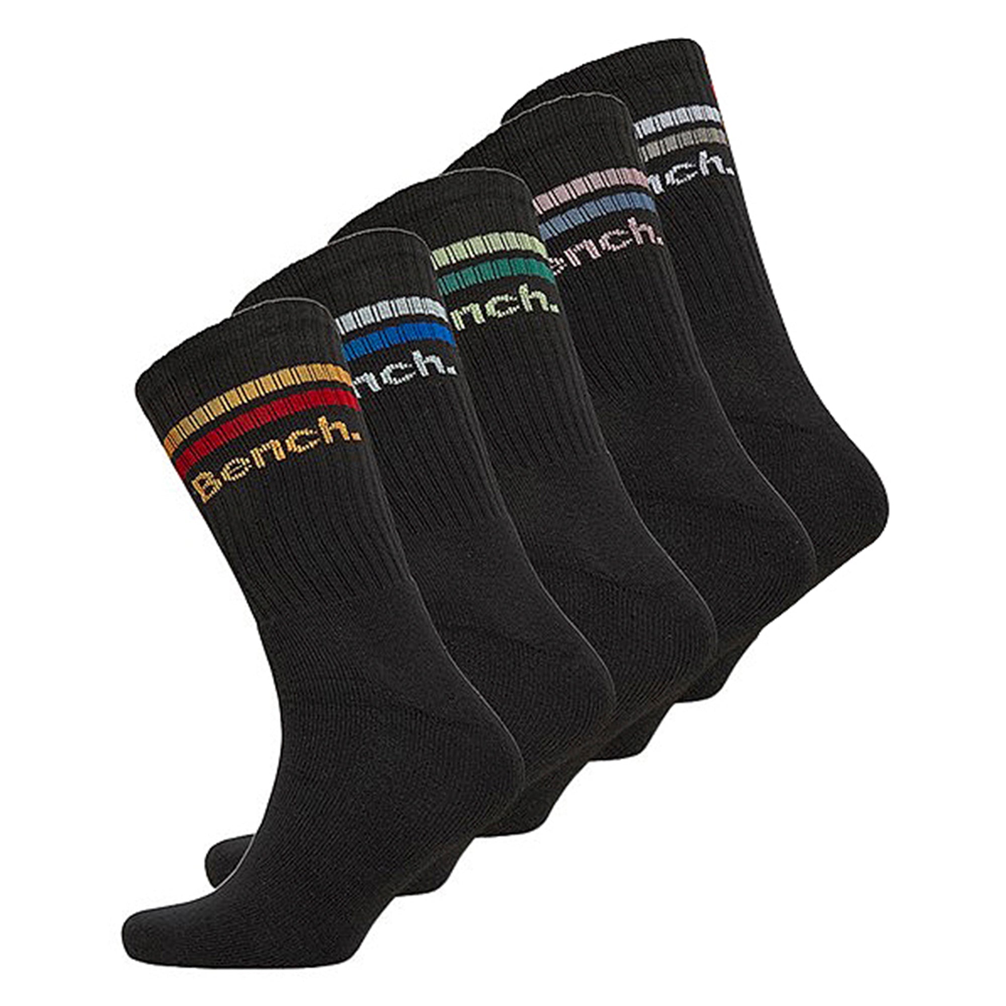 5 Pairs Men's Crew Cotton Socks - Bench LUQUE Breathable Sport Athletic Socks