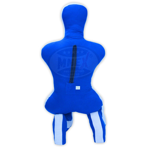 MNEX Pro Fighting MMA Grappling Dummy, Training Punching Bag, Blue and Black with Target, Martial Arts Practice Equipment Un-filled.