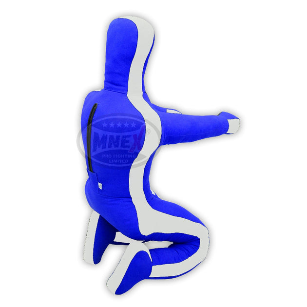 MNEX Pro Fighting MMA Grappling Dummy, Training Punching Bag, Blue and Black with Target, Martial Arts Practice Equipment Un-filled.