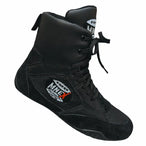 Boxing Shoes Black Combat Sports Shoes - 100% Rubber Sole & Lightweight Mesh.
