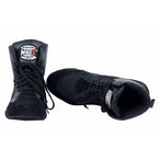 Boxing Shoes Black Combat Sports Shoes - 100% Rubber Sole & Lightweight Mesh.