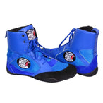 Boxing, MMA shoes suede leather sole Rubber mesh breathable light weight Blue.