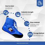 Boxing, MMA shoes suede leather sole Rubber mesh breathable light weight Blue.