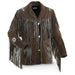MENS COWBOY WESTERN SUEDE LEATHER JACKET WITH BONES BEADS FRINGES- BIKERS STYLE MENS CLASSIC FASHION..