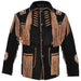 MENS COWBOY WESTERN SUEDE LEATHER JACKET WITH BONES BEADS FRINGES- BIKERS STYLE MENS CLASSIC FASHION..