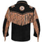 MENS COWBOY WESTERN SUEDE LEATHER JACKET WITH BONES BEADS FRINGES- BIKERS STYLE MENS CLASSIC FASHION..