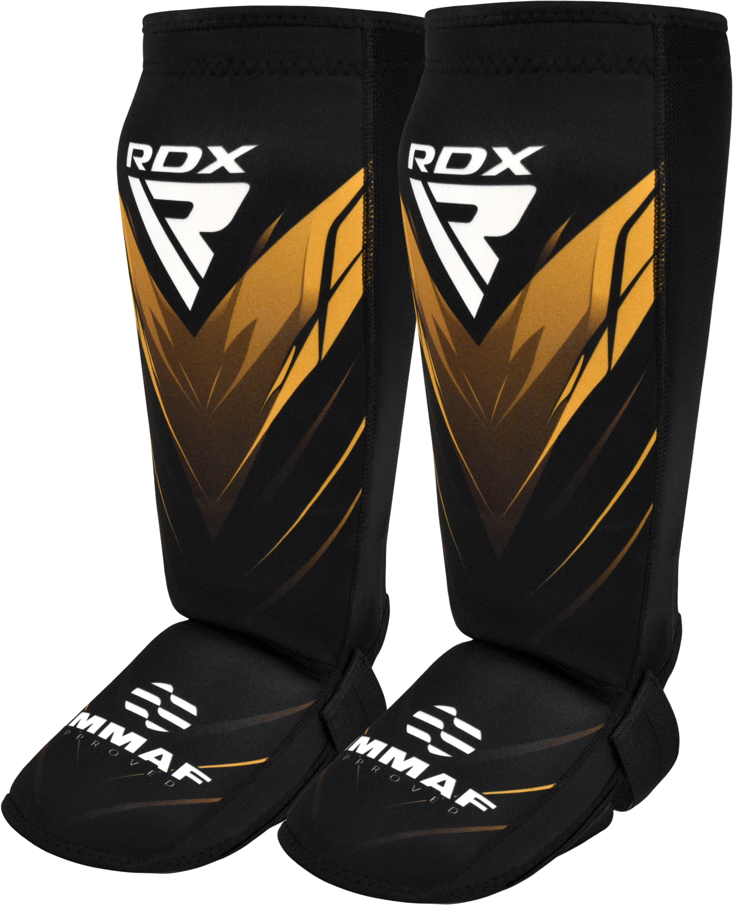 RDX IMMAF Approved Neoprene Shin Instep Guards — Golden