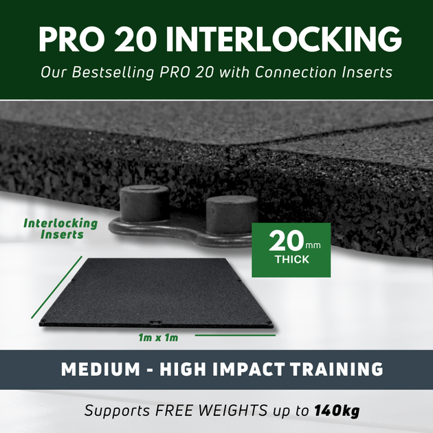 20mm Sprung PRO Interlocking Gym Tiles with Connection Inserts Included - MNEX PRO FIGHTING LIMITED