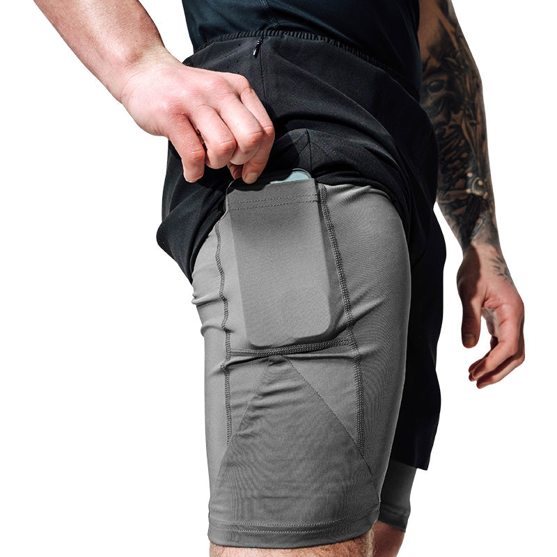 T16 2-in-1 Compression MMA Shorts #color_black