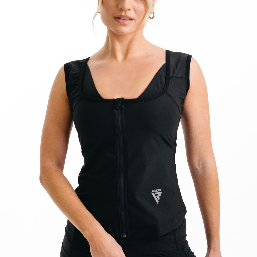 RDX W2 Women Sweat Vest With Zipper REACH OEKO TEX 100 Certified#color_black