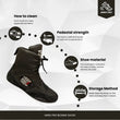 Boxing Shoes Black Combat Sports Shoes - 100% Rubber Sole & Lightweight Mesh - MNEX PRO FIGHTING LIMITED