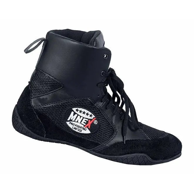 Boxing Shoes Black Combat Sports Shoes - 100% Rubber Sole & Lightweight Mesh - MNEX PRO FIGHTING LIMITED