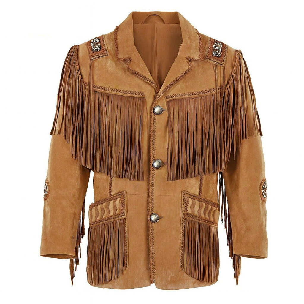 Traditional Western Leather Jacket with Fringe - Native American Style - MNEX PRO FIGHTING LIMITED