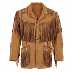 Traditional Western Leather Jacket with Fringe - Native American Style - MNEX PRO FIGHTING LIMITED