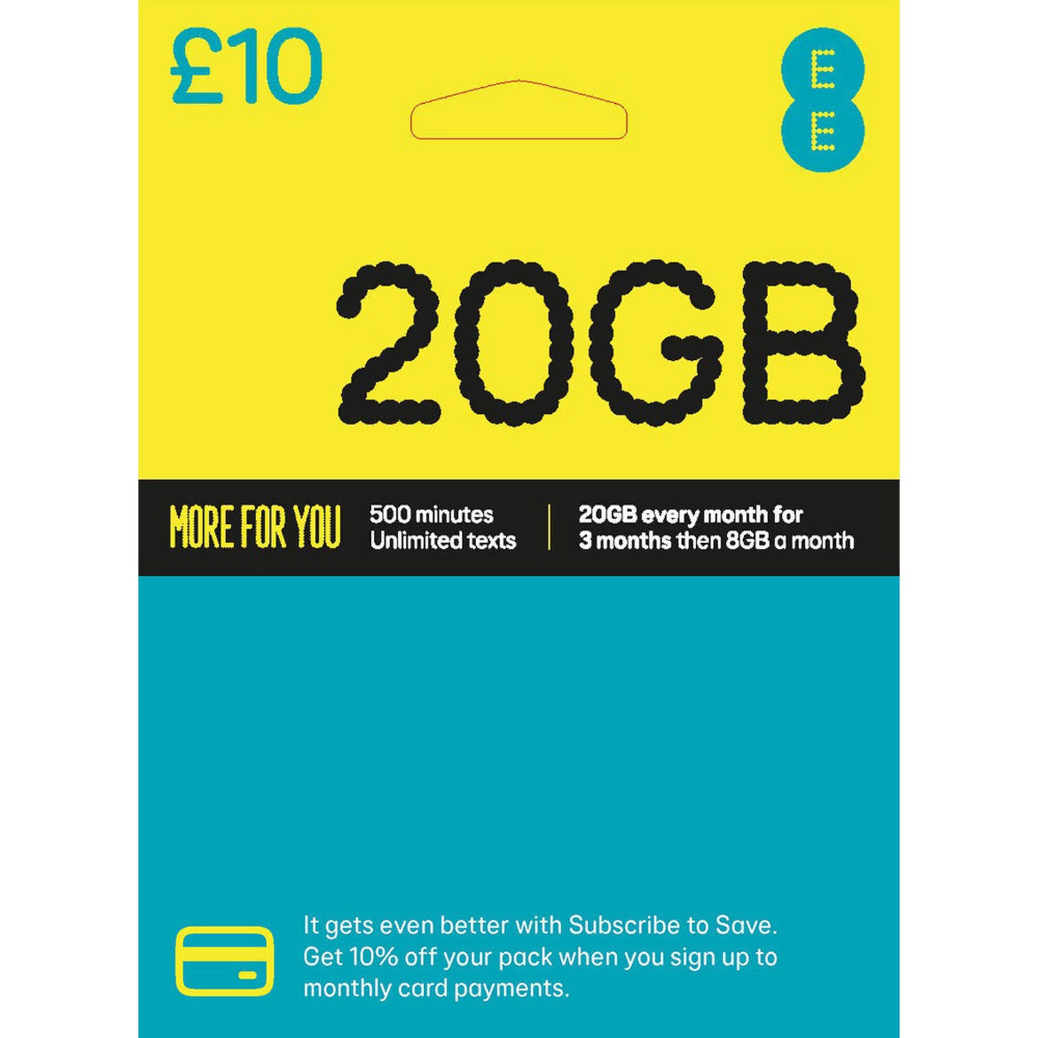 EE 20GB PAYG SIM Card £10 | 500 Minutes | Unlimited Texts