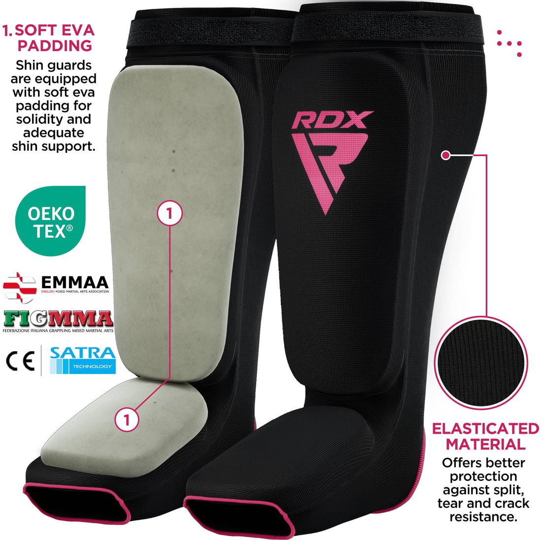 RDX SIB Shin Instep Guard OEKO-TEXÂ® Standard 100 certified#color_pink