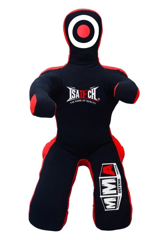Isatech Boxing Training Bag for Mixed Martial Arts, Black and Red, Canvas Material, Sitting Position with Target - MNEX PRO FIGHTING LIMITED