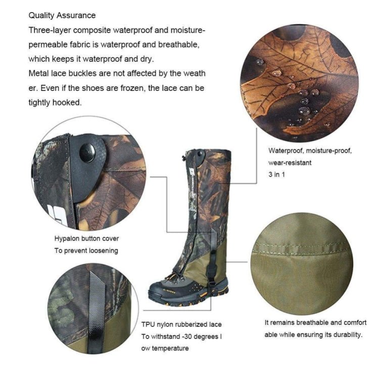 LUCKSTONE Unisex Waterproof Gaiters Cycling Legwarmers Leg Cover Camping Hiking Ski Boot (Camouflage + Army Green) - MNEX PRO FIGHTING LIMITED