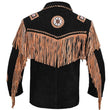 MENS COWBOY WESTERN SUEDE LEATHER JACKET WITH BONES BEADS FRINGES - BIKERS STYLE MENS CLASSIC FASHION. - MNEX PRO FIGHTING LIMITED
