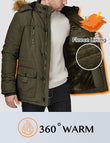 Mens Fleece Jacket Windbreaker Parka Removable Hood Army Green S WenVen - MNEX PRO FIGHTING LIMITED