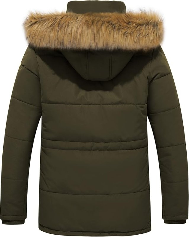 Mens Fleece Jacket Windbreaker Parka Removable Hood Army Green S WenVen - MNEX PRO FIGHTING LIMITED