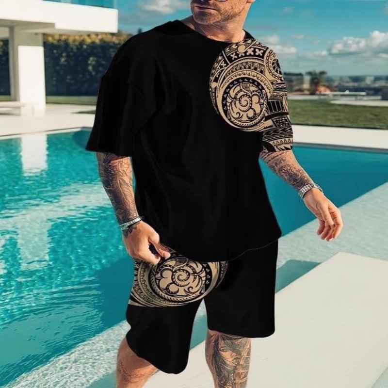 Men's Printed T-Shirt & Shorts Set – Casual Summer Two-Piece Outfit - MNEX PRO FIGHTING LIMITED