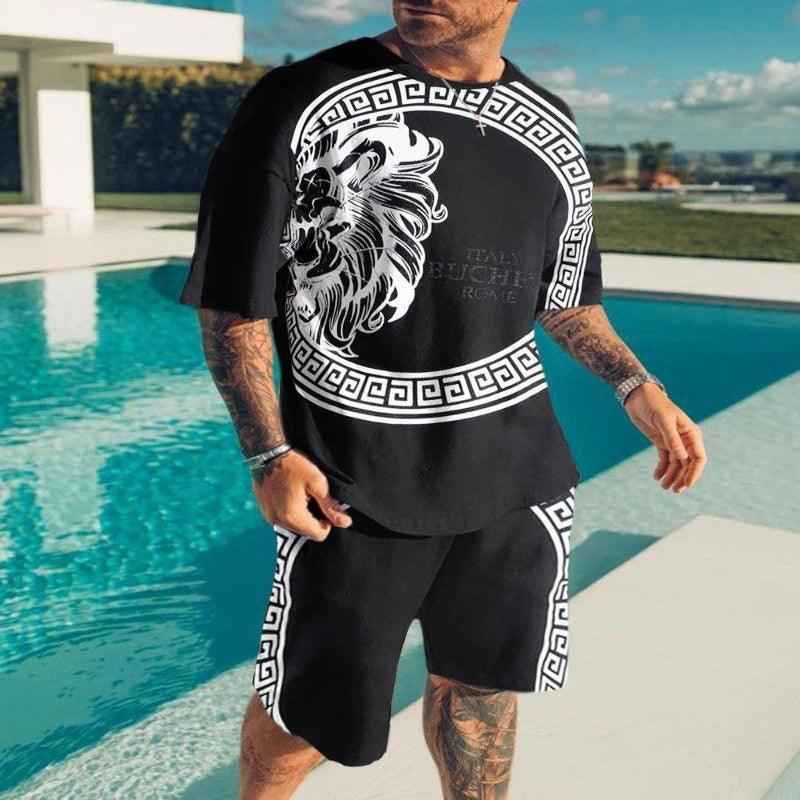 Men's Printed T-Shirt & Shorts Set – Casual Summer Two-Piece Outfit - MNEX PRO FIGHTING LIMITED