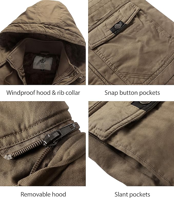 Men's Thickened Fleece Parka Jacket With Removable Hood - Size S, Insulated - MNEX PRO FIGHTING LIMITED