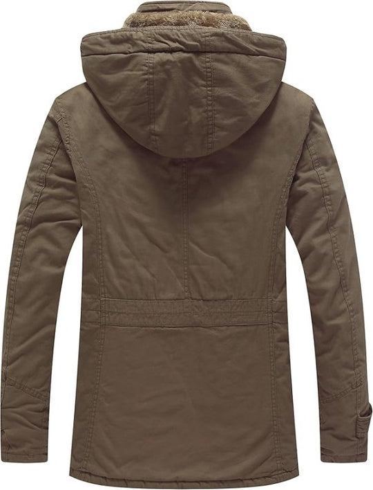 Men's Thickened Fleece Parka Jacket With Removable Hood - Size S, Insulated - MNEX PRO FIGHTING LIMITED