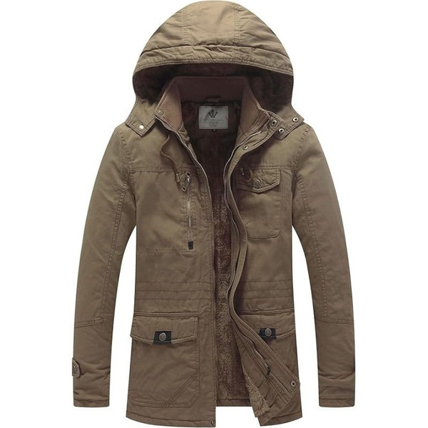 Men's Thickened Fleece Parka Jacket With Removable Hood - Size S, Insulated - MNEX PRO FIGHTING LIMITED